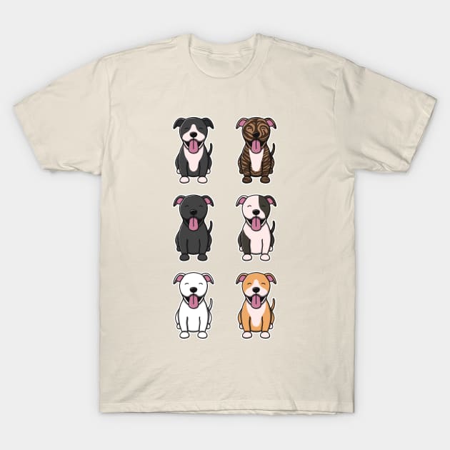 Cute Pitbull Pack T-Shirt by Luna Illustration